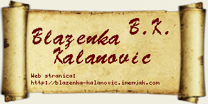 Blaženka Kalanović vizit kartica